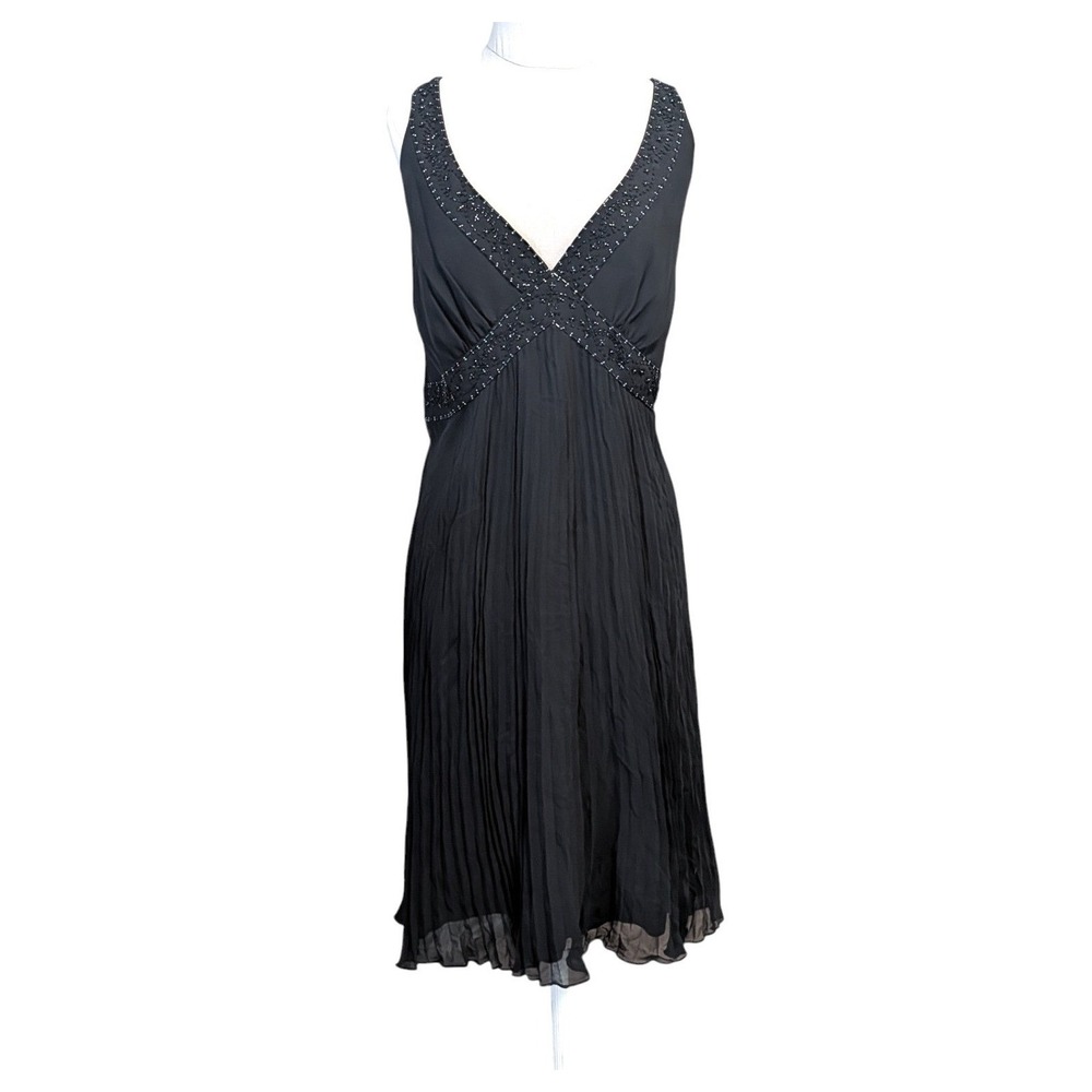 Beaded Black Dress 100% Silk Pleated Whimsigoth Fairy Grunge Y2K Baby‎ Doll